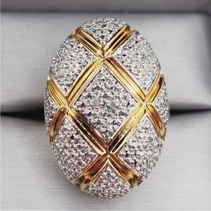 Genuine Diamond Accent 18k Yellow Gold - 925 Sterling Silver X Statement Ring